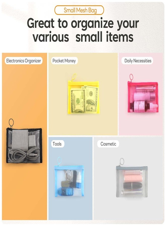 EASYFUN Small Zipper Pouch,5 Pieces Mini Mesh Pouch Coin Purse Cosmetic Case,Small Item Organizer,5 x 4 Inch,Assorted Colors - Image 5