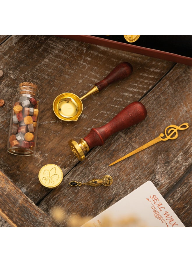 Autonomy Fire Paint Seal Set Vintage Elk Gift Box Fire Paint Oven Seal Small Round Wax Set Wooden Handle Fire Paint Set - Image 4