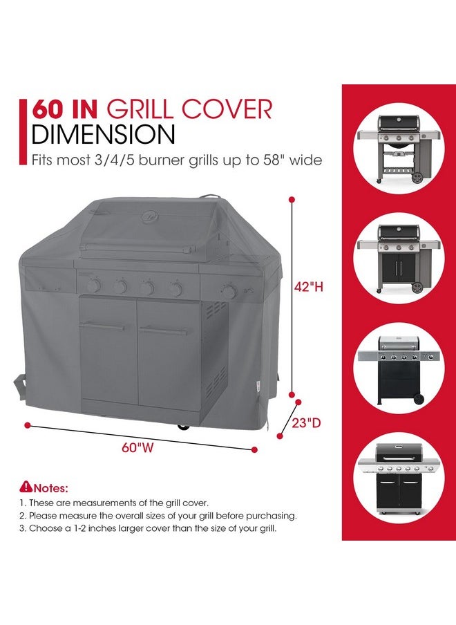 Unicook - Unicook Grill Cover for Outdoor Grill, 60 Inch BBQ Cover, Heavy Duty Waterproof, Fade Resistant, Weather Resistant, Anti-Rip, Gas Grill Cover Compatible with Weber, Char-Broil, Nexgrill, etc. Grey - Image 1