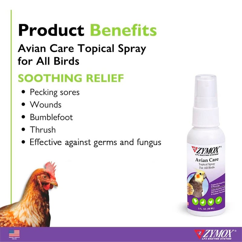 Zymox Avian Care Topical Spray for All Birds, 2 oz. â€“ Soothes Irritated Skin & Supports Healthy Plumage for All Birds, Fowl & Poultry - Image 2