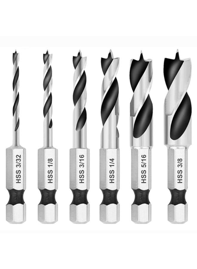 Eyech 6Pcs Brad Point Drill Bits Stubby Drill Bit Set for Wood | 1/4" Quick Change Hex Shank | 4241 High Speed Steel | for Quick Change Chucks and Drives - Image 1