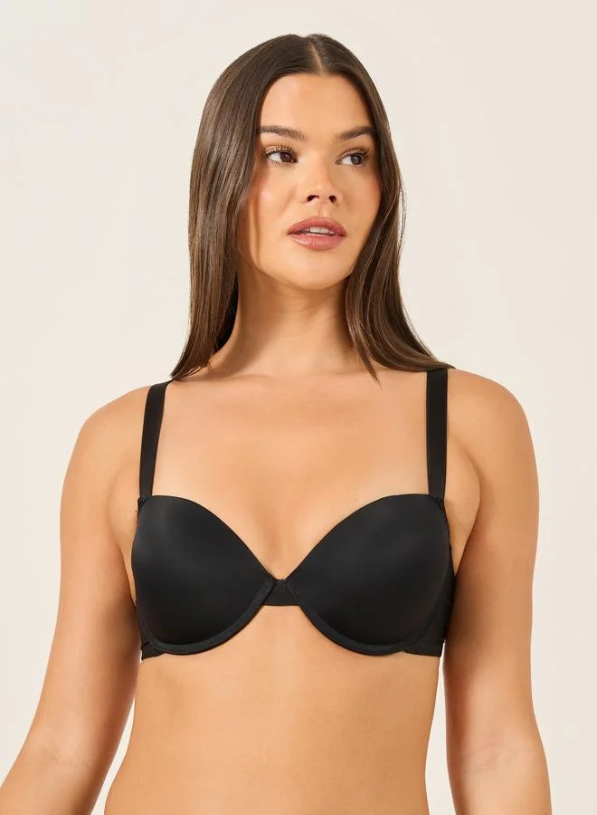 Take Two Take Two Solid Padded Wired Bra and Thong Set