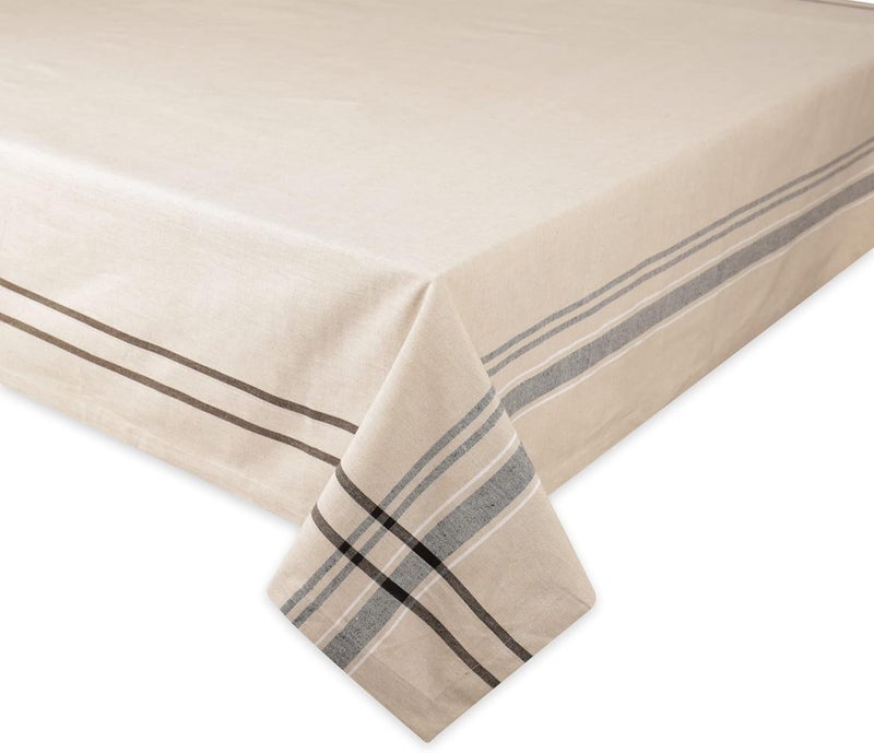 DII 100% Cotton, Machine Washable, Everyday French Stripe Kitchen Tablecloth For Dinner Parties, Summer & Outdoor Picnics - 60x84" Seats 6 to 8 People, Black - Image 2