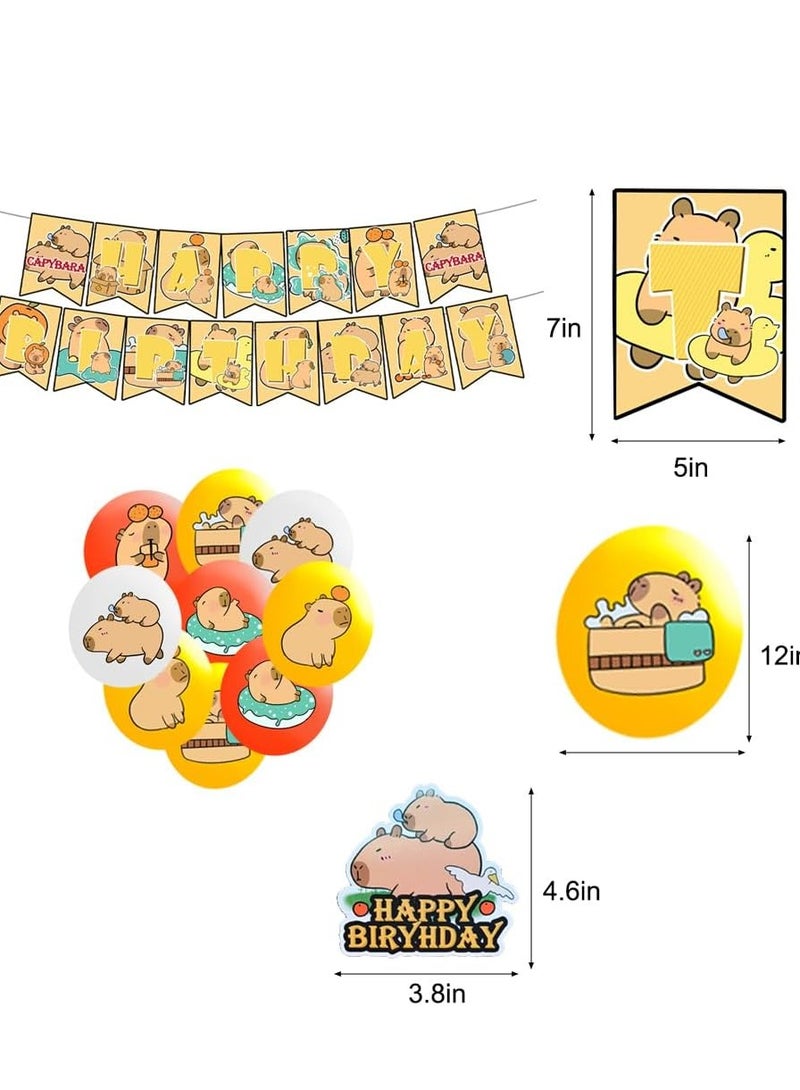 Capybara Birthday Party Supplies, Capybara Theme Party Decorations Includes Includes Capybara Birthday Banner Cake Topper, Cupcake Toppers, Balloons for Boys and Girls Party Decor  - Image 3