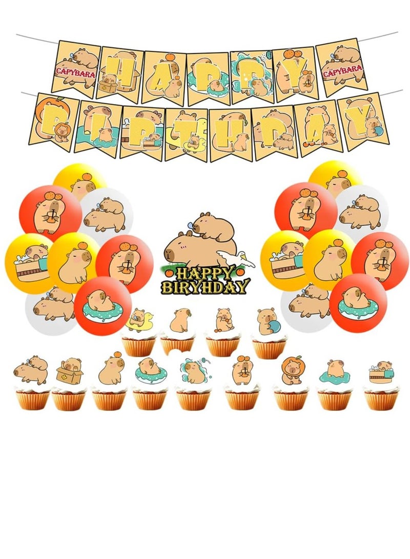 Capybara Birthday Party Supplies, Capybara Theme Party Decorations Includes Includes Capybara Birthday Banner Cake Topper, Cupcake Toppers, Balloons for Boys and Girls Party Decor  - Image 4