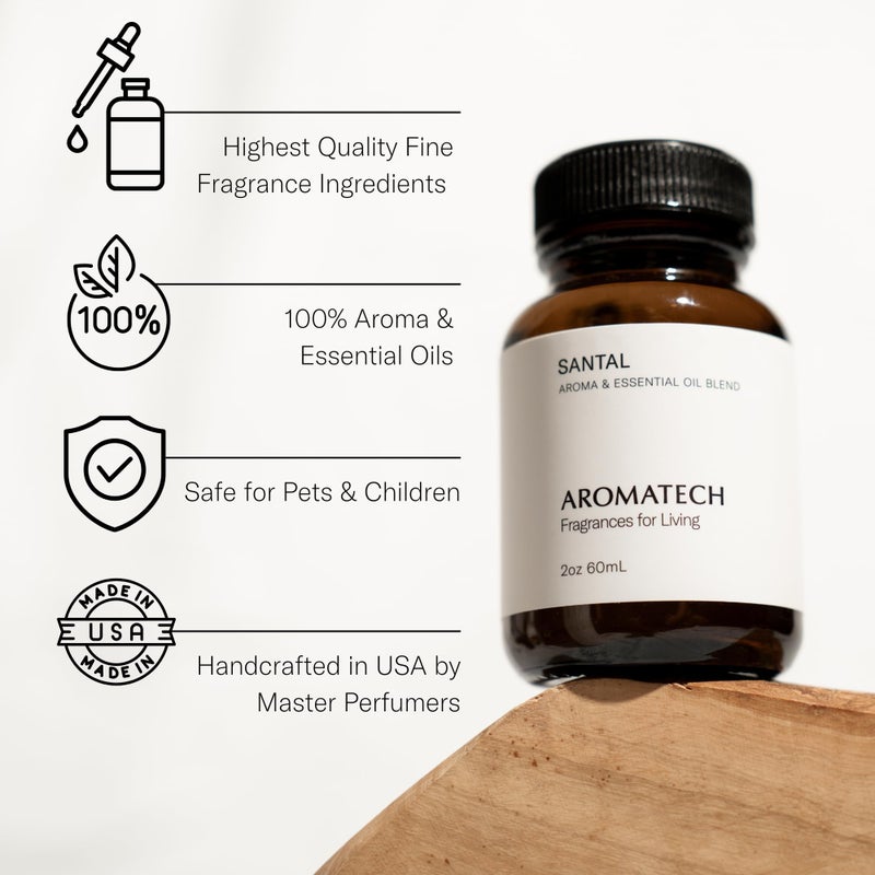 AromaTech Santal Aroma Essential Oil Blend: Luxury Hotel Inspired Aromatherapy with Amber, Vanilla, Cedar & Sandalwood for Ultrasonic Diffusers & Nebulizers - 16 fl oz, 500 ml - Image 3