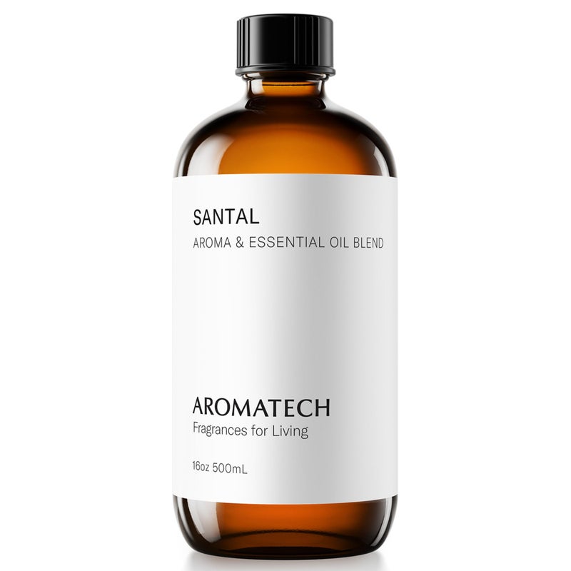 AromaTech Santal Aroma Essential Oil Blend: Luxury Hotel Inspired Aromatherapy with Amber, Vanilla, Cedar & Sandalwood for Ultrasonic Diffusers & Nebulizers - 16 fl oz, 500 ml - Image 1