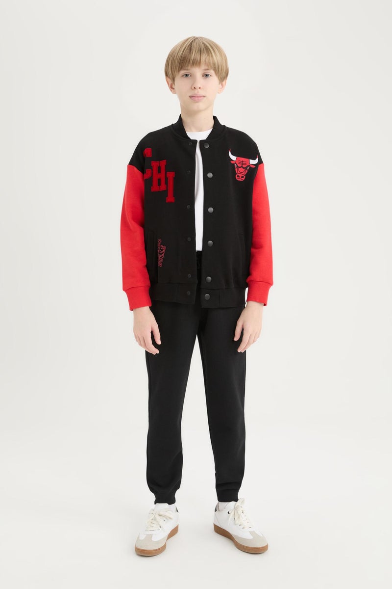 DeFacto Boy NBA Chicago Bulls College Collar Back Printed Bomber Jacket  - Image 5