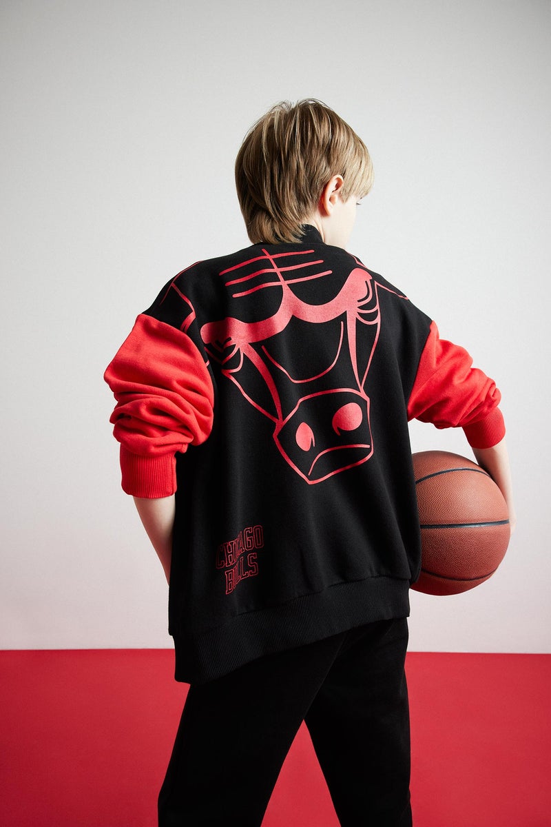 DeFacto Boy NBA Chicago Bulls College Collar Back Printed Bomber Jacket  - Image 4