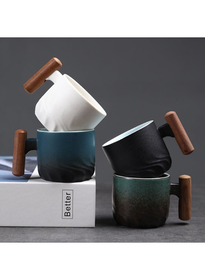 آنا طقم فناجين لاتيه سيراميك بمقبض خشبي 70 مل، 4 قطع - Image 3