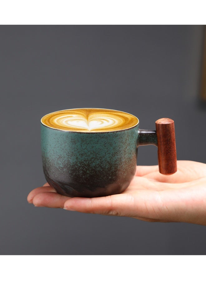 آنا طقم فناجين لاتيه سيراميك بمقبض خشبي 70 مل، 4 قطع - Image 5