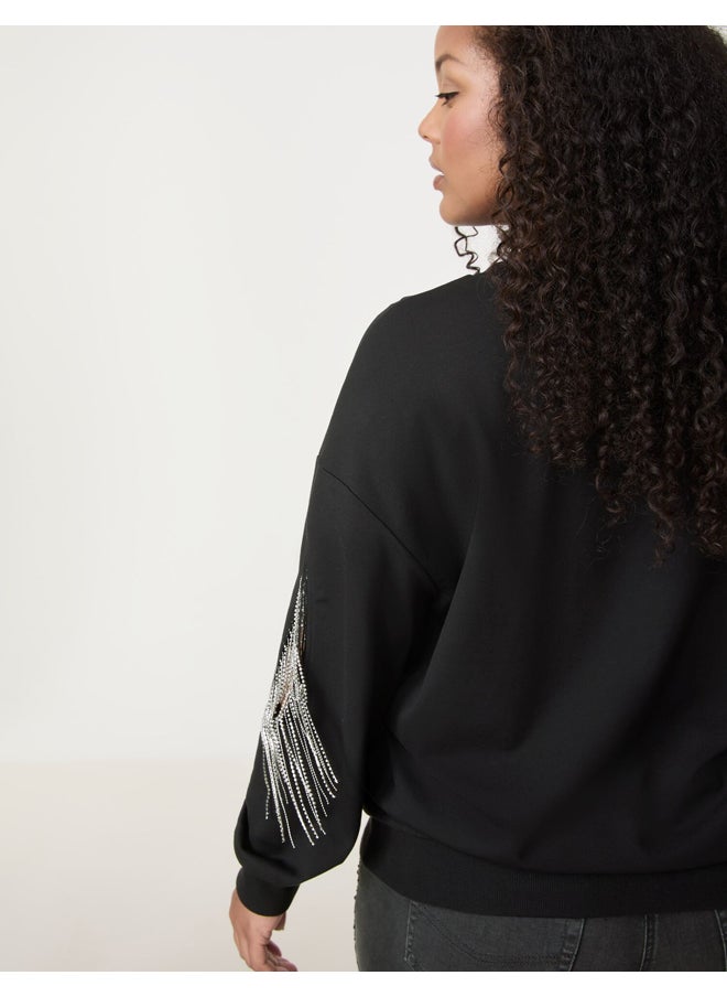 Samoon Rhinestone Ribbons Sleeves Jumper  - Image 2