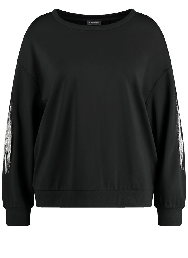 Samoon Rhinestone Ribbons Sleeves Jumper  - Image 3