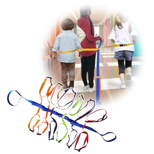 KAVIL Preschool Walking Rope with Rings Toddlers Child Leashes for Kids 2 to 12 Line Up Safety Wrist Strap with Handles Color Tether Daycare Must Haves Outdoor Supplies Support 2 Adult 12 Children - Image 1