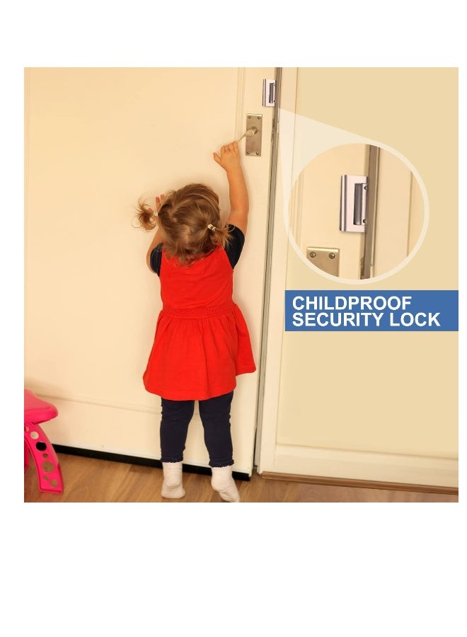 Home Security Door Lock Reinforcement Set for Child Safety, 2 Pack with 16 Screws, Silver Upgrade for Interior Doors - Image 4