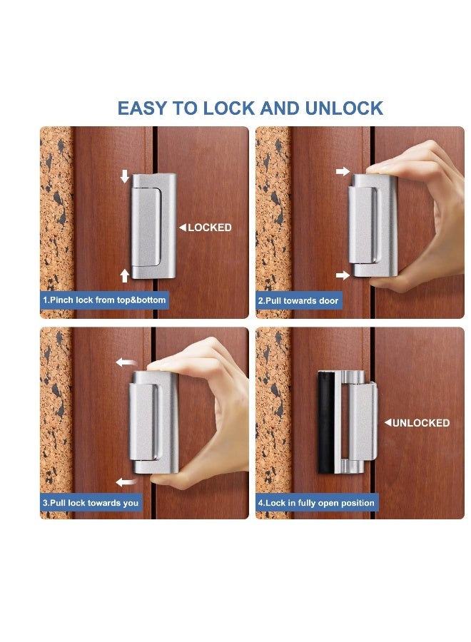 Home Security Door Lock Reinforcement Set for Child Safety, 2 Pack with 16 Screws, Silver Upgrade for Interior Doors - Image 3