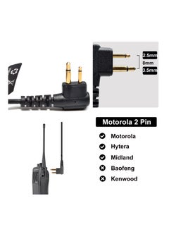 Excefore 2 Pin D Shape Radio Earpiece, Compatible with Motorola CP040 DP1400 GP88 GP300 XT420 XT460 Hytera PD405 PD505 BD505 Walkie Talkie, Ear Piece with Mic and PTT, Suitable for Security, Hiking  - Image 2