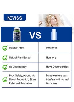 NEVISS NEVISS Melatonin Free Sleep Aid Gummies for Adults - GABA, L-Tryptophan, Magnesium, Ashwagandha - Non-Habit Forming, Help for Deep Relaxation - Vegan, Meyer Lemon Flavor, 2Pack  - Image 2