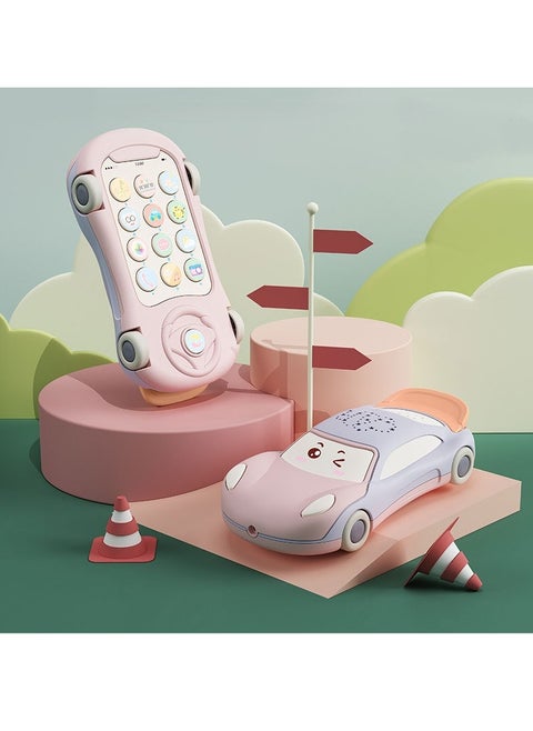 2 in 1 Baby Learning Cell Phone Toys Baby Toy Cars with Colorful Projection Lights Music Play Kids Phone