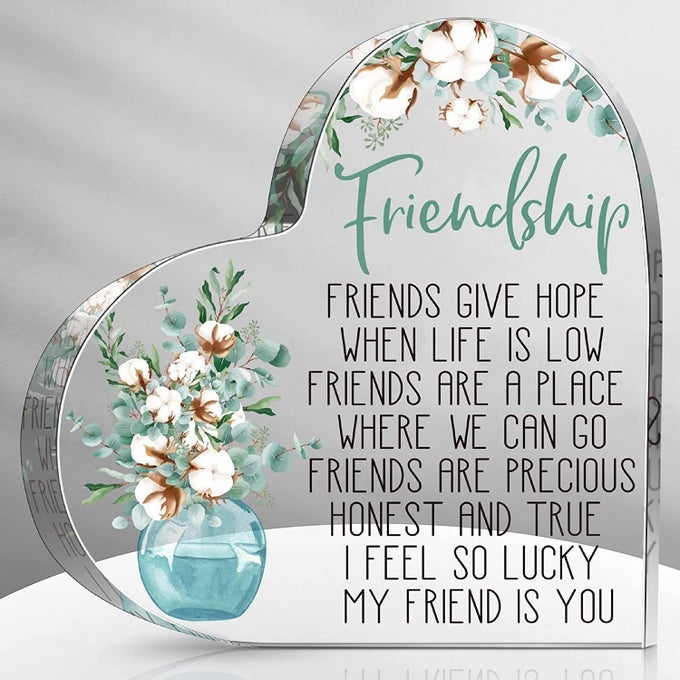 FRIENDSHIP GIFTS ACRYLIC HEART FRIENDSHIP GIFT FOR HER INSPIRATIONAL GIFTS FOR WOMEN LONG DISTANCE RELATIONSHIP GIFTS BESTIE GIFTS CLASSIC