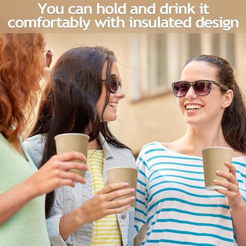 SHOP  SHOPPEE SHOP & SHOPPEE Disposable Ripple Paper Cups,Eco-Friendly, Safe & Hygienic for Hot & Cold Drink for Party, Social Gathering Hot Beverage Glass (150 ml, Paper, Brown) (25 Pcs) - Image 3
