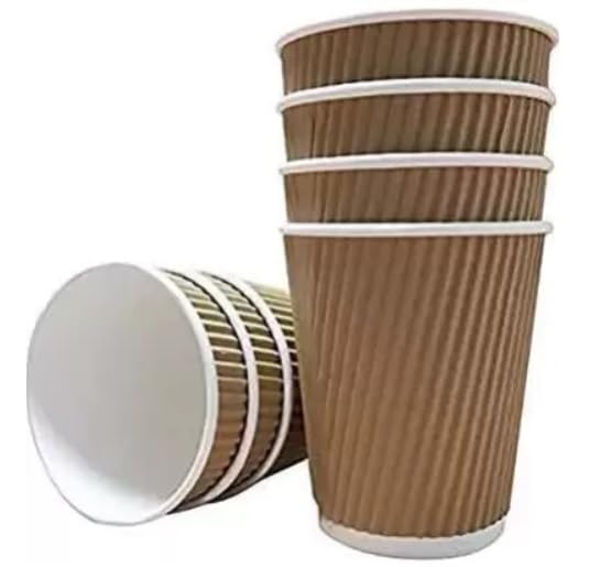 SHOP  SHOPPEE SHOP & SHOPPEE Disposable Ripple Paper Cups,Eco-Friendly, Safe & Hygienic for Hot & Cold Drink for Party, Social Gathering Hot Beverage Glass (150 ml, Paper, Brown) (25 Pcs) - Image 2