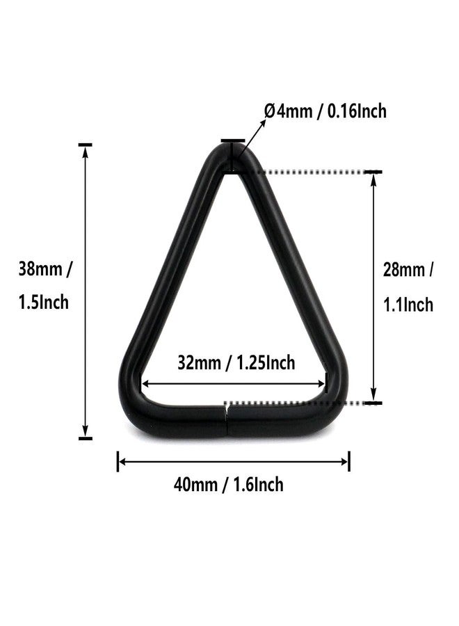 BIKICOCO 1-1/4'' Metal Triangle Ring Buckle Connectors Round Edge Webbing Bag Clasp Handbag Strap Making Hardware, Black - Pack of 20 - Image 2
