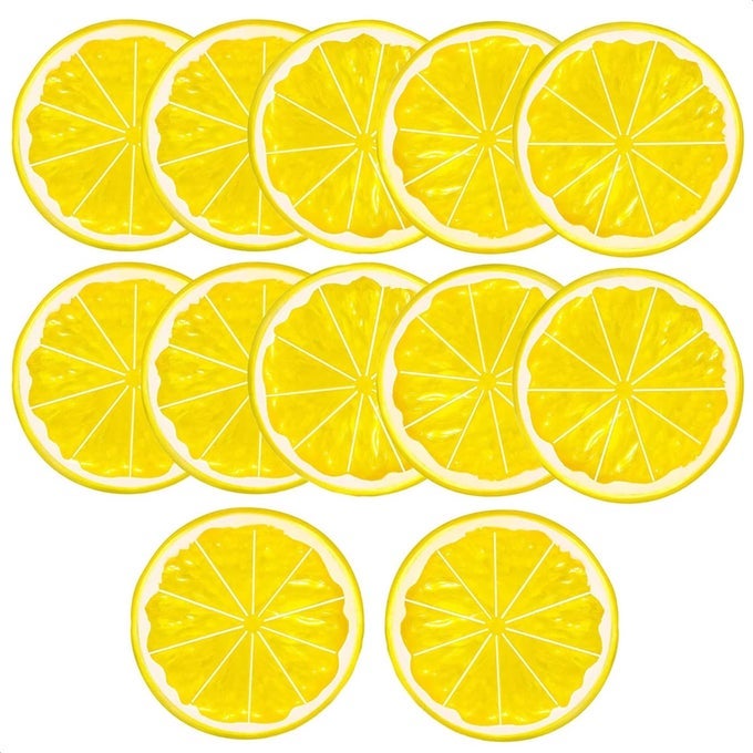 12Pcs Fake Lemon Slices Artificial Fruit Party Decorations Fake Lemon Fruit Decorations for Party Lemon Kitchen Decoration Simulation Yellow Lemon Home 2 Inch Plastic Fruit Decor Kitchen
