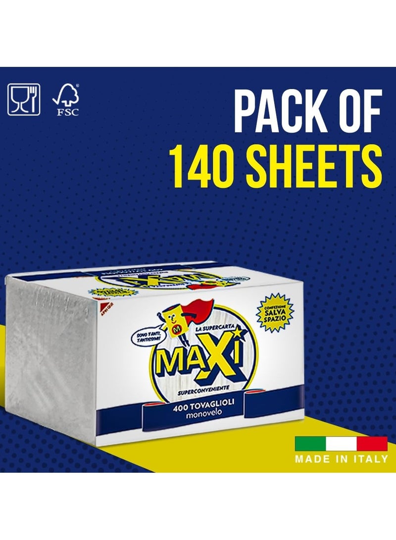 Maxi Supercarta Napkin Tissue 1 Ply - Pack of 140 Sheets - 33x33 cm - Image 2