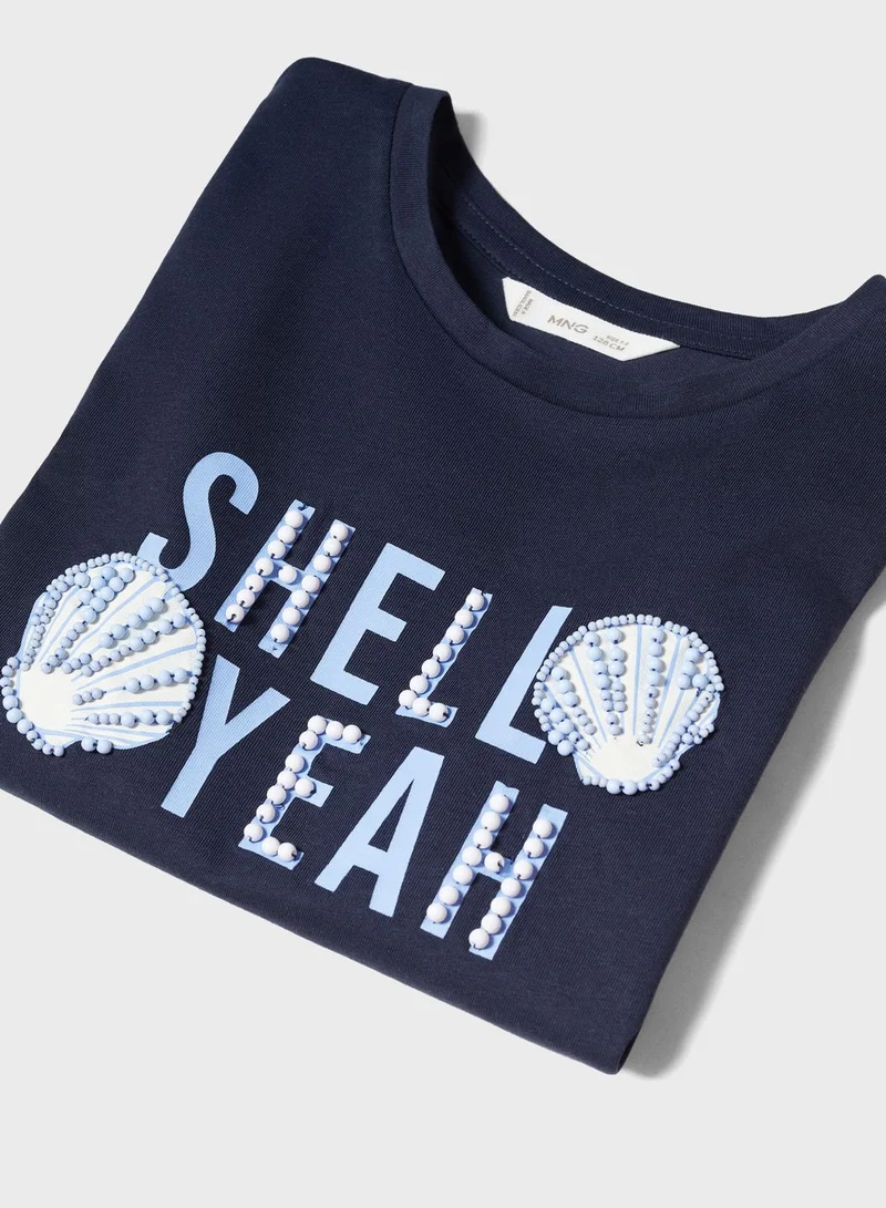 MANGO Kids Shell Text Print Top