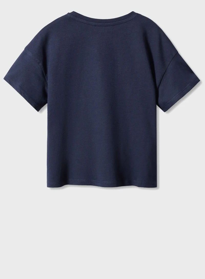 MANGO Kids Shell Text Print Top