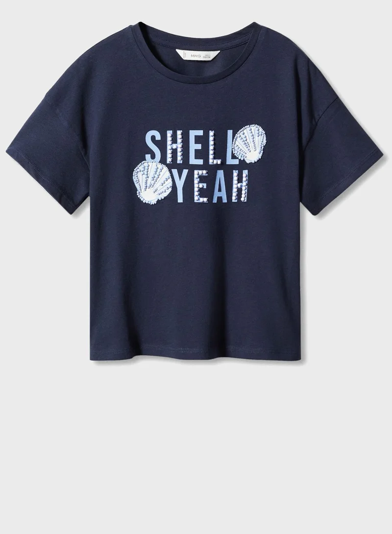MANGO Kids Shell Text Print Top