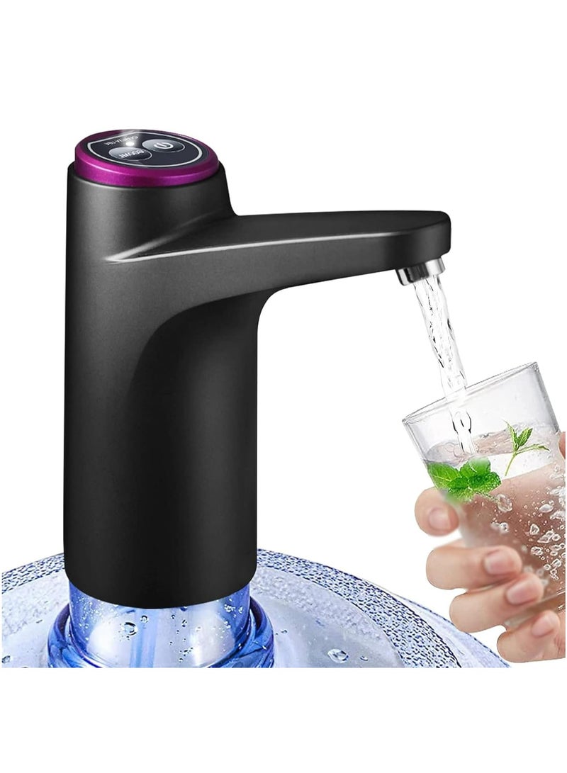 Genzy USB Charging Water Bottle Pump for 3-5 Gallon Bottles - Automatic Drinking Water Dispenser for Home Office (Black) - Image 1