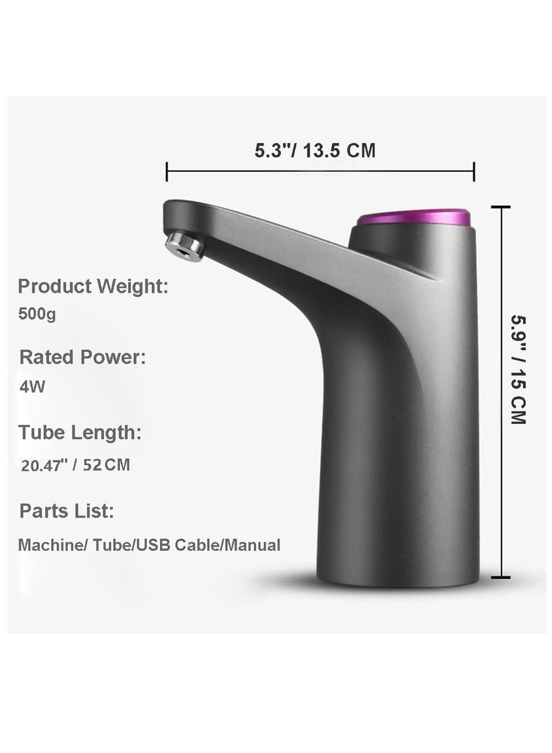 Genzy USB Charging Water Bottle Pump for 3-5 Gallon Bottles - Automatic Drinking Water Dispenser for Home Office (Black) - Image 2