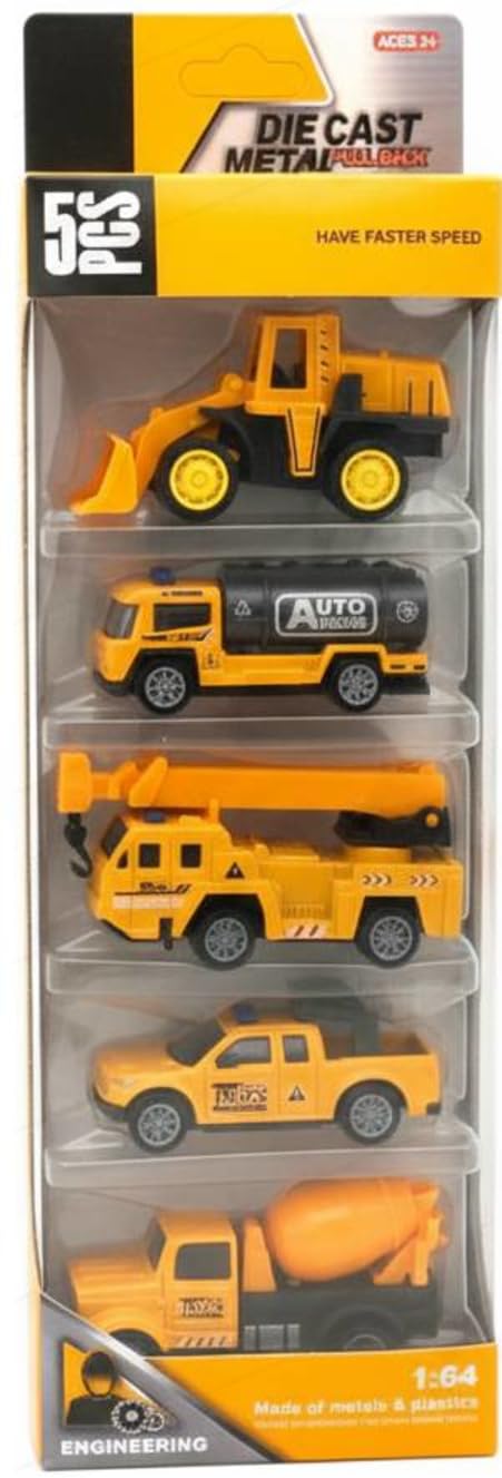 SHAKTISM Die Cast Metal Pull Back Toy Vehicles Set, 1:64 Scale, 5 Pieces, Engineering Construction Vehicles Collection (Engineering Veicles) - Image 4