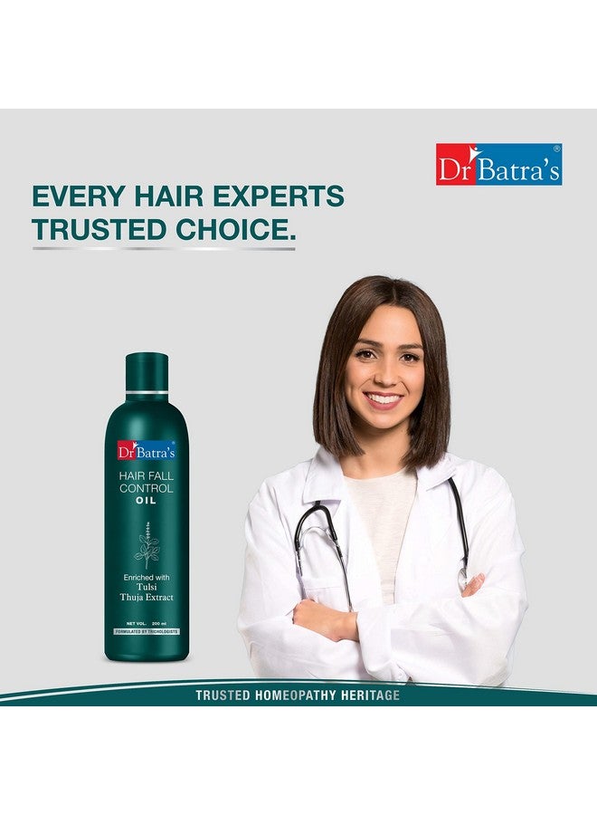 Dr Batra's Hair Fall Control Oil, Hair Oil For Healthier Scalp, Enriched With Thulsi, Brahmi & Thuja, Controls Damaged Scalp,Hair Oil For Nourishment (200Ml) - Image 2