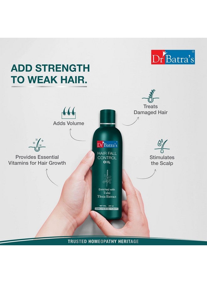 Dr Batra's Hair Fall Control Oil, Hair Oil For Healthier Scalp, Enriched With Thulsi, Brahmi & Thuja, Controls Damaged Scalp,Hair Oil For Nourishment (200Ml) - Image 3