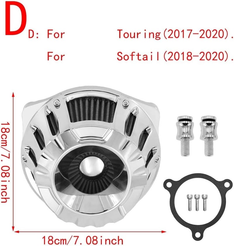 QASULER Motorcycle CNC Chrome Air Cleaner Intake Filter - Image 2