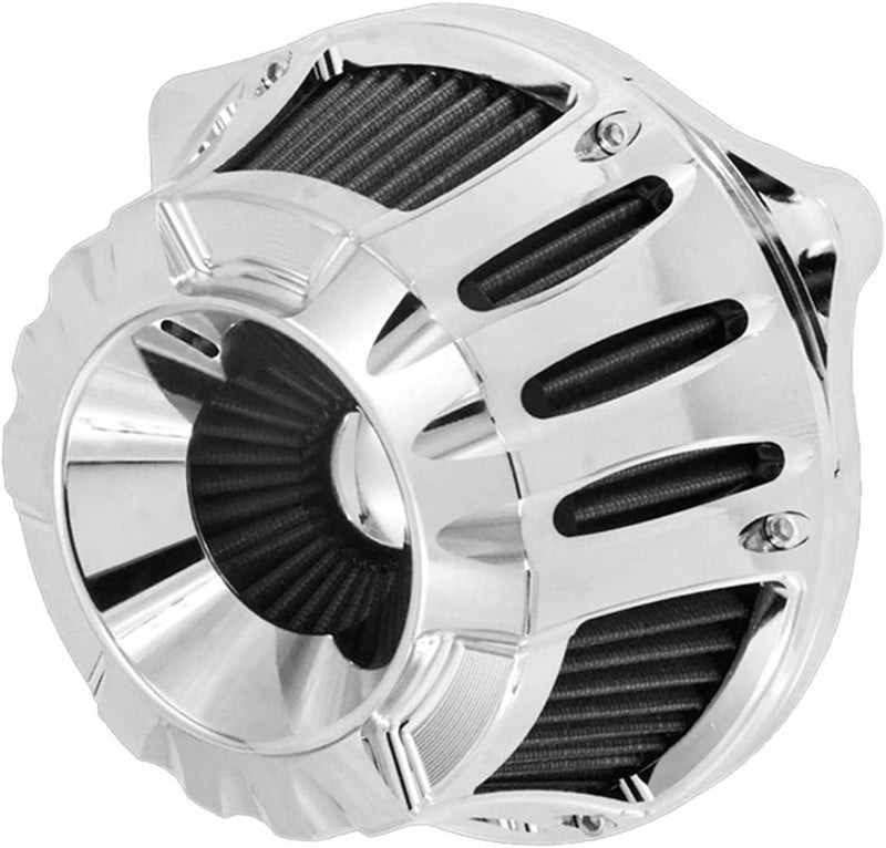 QASULER Motorcycle CNC Chrome Air Cleaner Intake Filter - Image 1