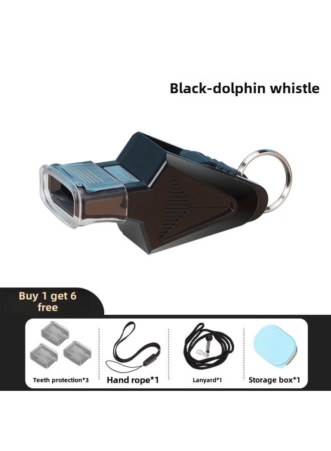 Generic Whistle PE Teacher Super Loud Super Whistle Basketball Referee Special Dolphin Professional Life-saving Survival Football Whistle-Color:Third Generation Whistle-black - Image 1