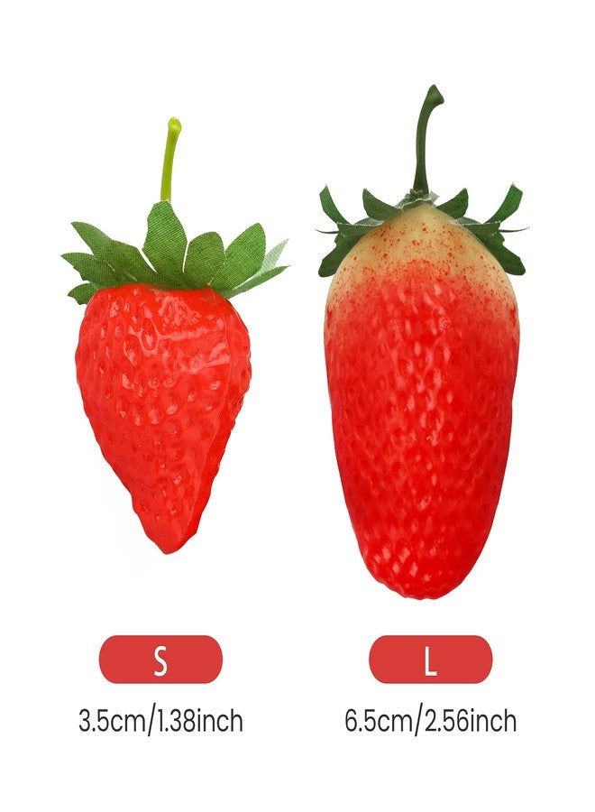 RONRONS 20 Pieces Artificial Strawberry Lifelike Fruit Plastic Strawberries Photography Prop Home Kitchen Cabinet Party Ornament, Small - Image 3