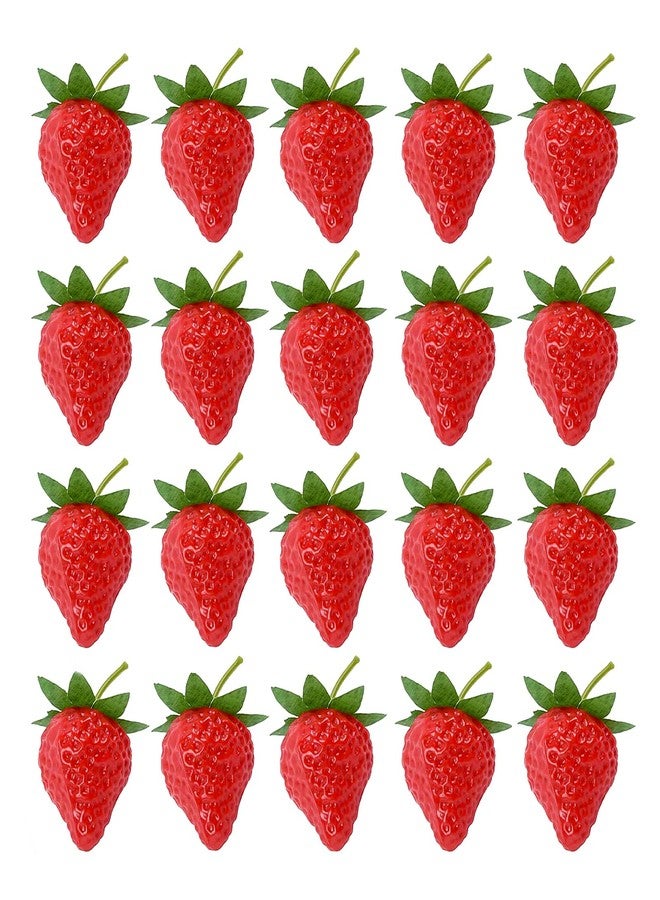 RONRONS 20 Pieces Artificial Strawberry Lifelike Fruit Plastic Strawberries Photography Prop Home Kitchen Cabinet Party Ornament, Small - Image 1