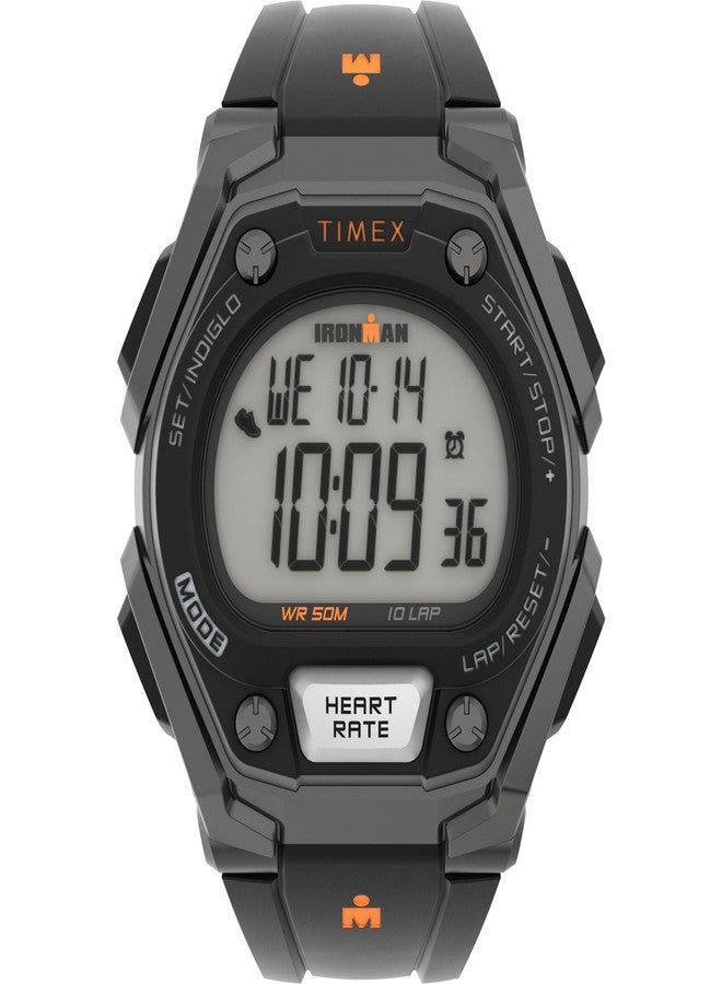 Timex Men's Ironman Classic 43mm Watch with Activity Tracking, Workout Mode and Heart Rate, Black/Orange, 8 Inches - Image 1