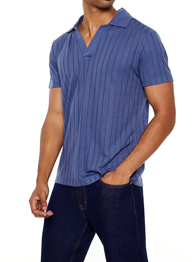 FOREVER 21 Ribbed Knit V-Neck Polo Shirt - Image 2