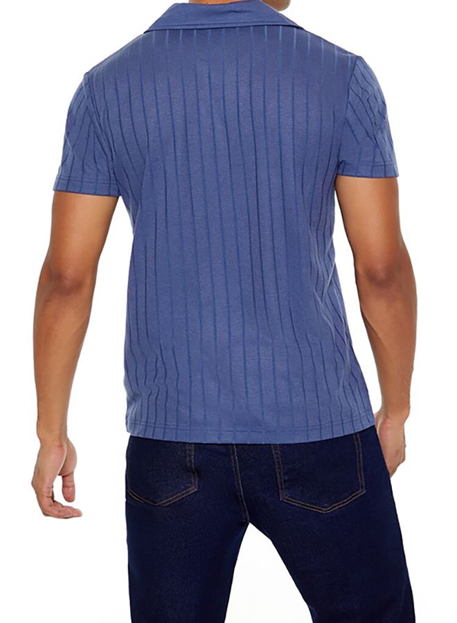 FOREVER 21 Ribbed Knit V-Neck Polo Shirt - Image 3