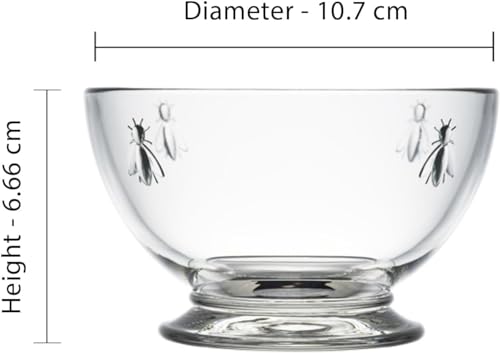 La Rochère La Rochere Bee Glass Bowl Set of 6 – Classic French Clear Glass Dessert Bowls with Embossed Bee Emblem – Elegant and Versatile Small Bowls for Ice Cream, Snacks, Fruit & Entertaining (9 Oz) - Image 3