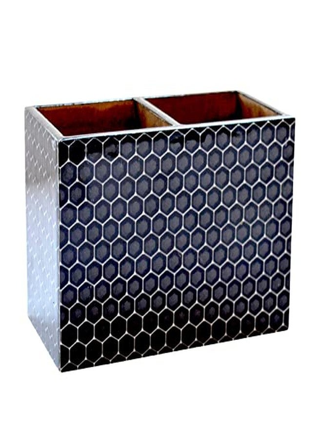Tranquil Square Handcrafted Premium Finish Black Hive Two Rack Dinning Essentials Cutlery Stand - Image 3