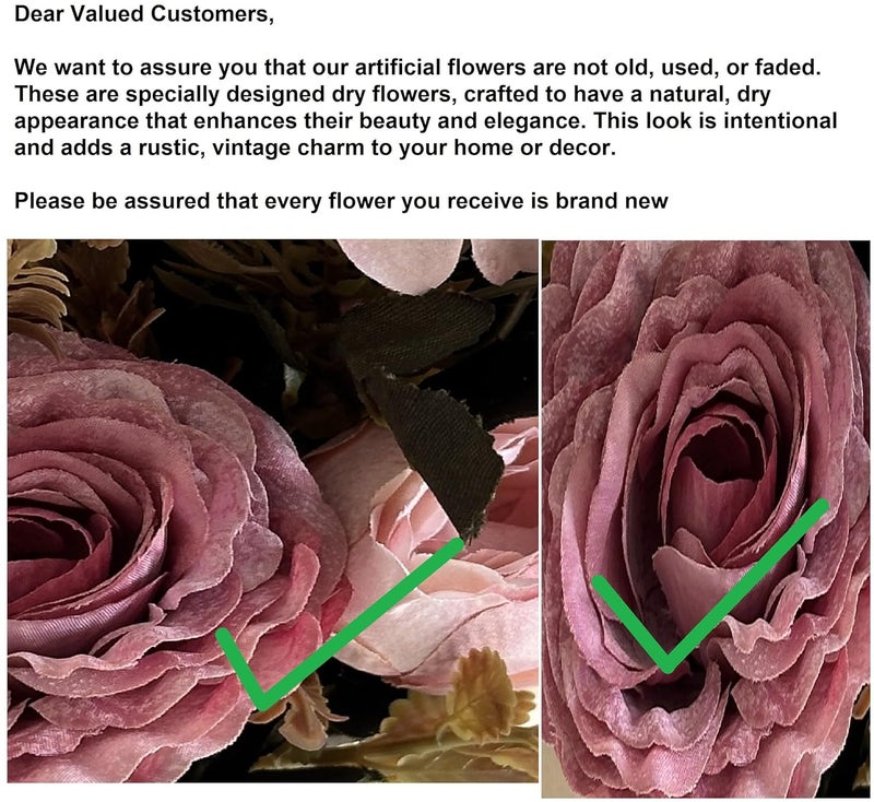 Litleo Wooden Pot with Multi-Design Dry Artificial Flowers, Perfect Home Office Gift, Elegant Décor Delight (Only Bunch 2 pc Dry BluishPink) - Image 5