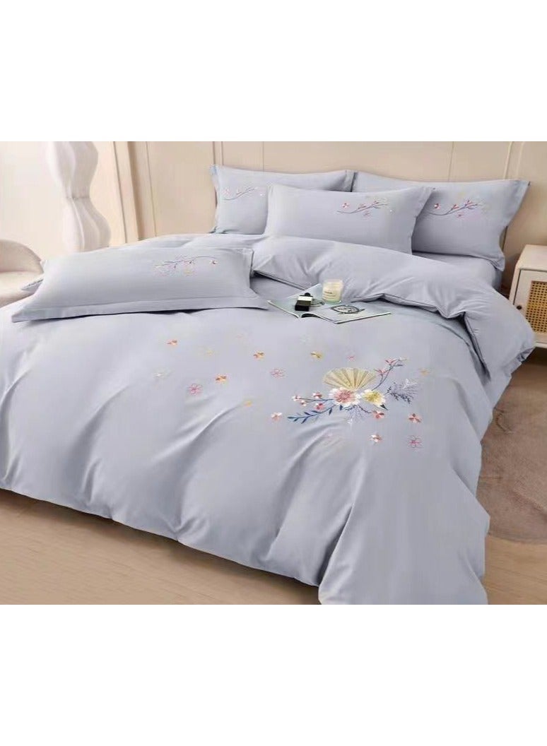 Comfy COMFY 6 PC EMBROIDERED COMFORTABLE & SOFT PREMIUM COMFORTER SET KING SIZE GREY 