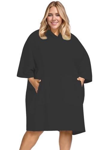 KFUBUO Surf Poncho Changing Towel Swim Robe with Pocket Plus Size Terry Cloth Swim Cover Up for Women Towel Poncho Hoodie - Image 3